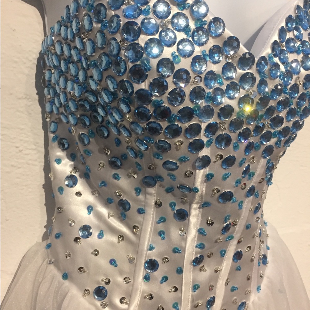 Handmade rhinestones dress prom party size M/L - Picture 7 of 8